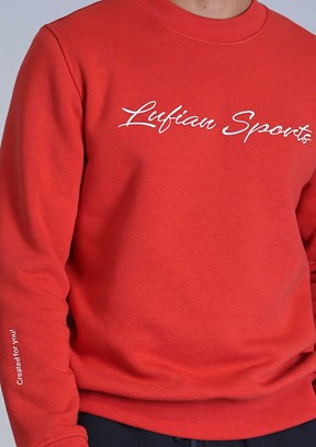 LUFIAN Kırmızı Erkek Baskılı Sweatshirt