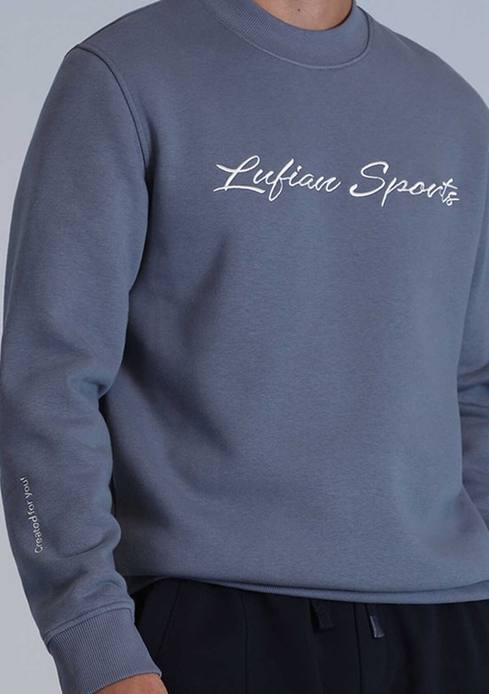 LUFIAN Mavi Erkek Baskılı Sweatshirt