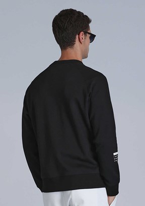 LUFIAN Siyah Erkek Baskılı Sweatshirt