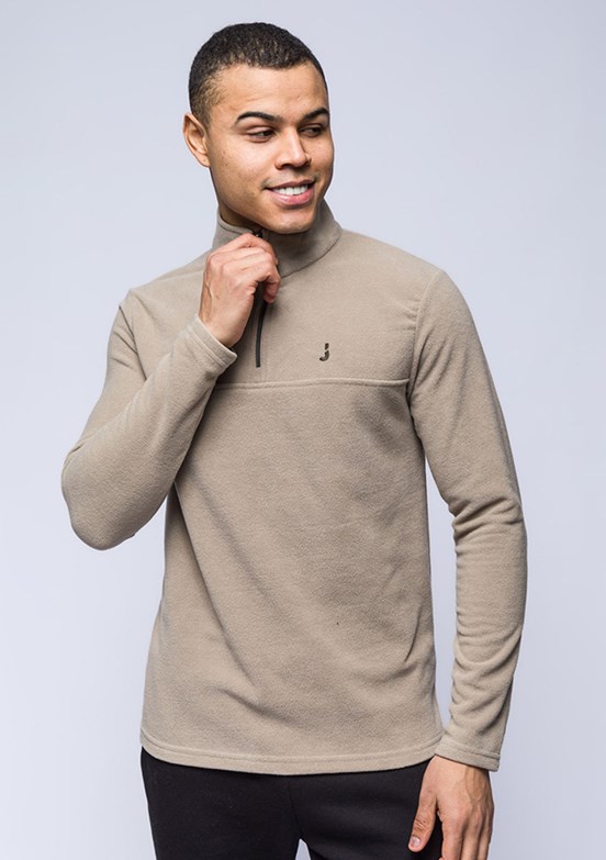 JOHNNY JOE Bej Erkek Polar Sweatshirt