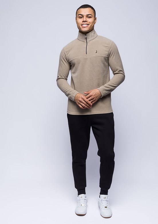JOHNNY JOE Bej Erkek Polar Sweatshirt
