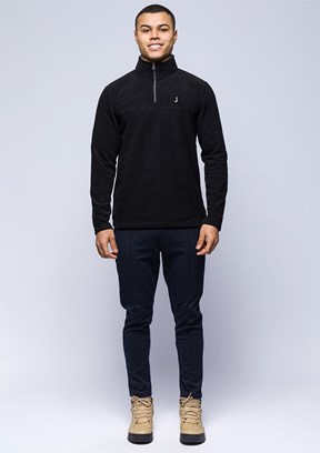 JOHNNY JOE Siyah Erkek Polar Sweatshirt