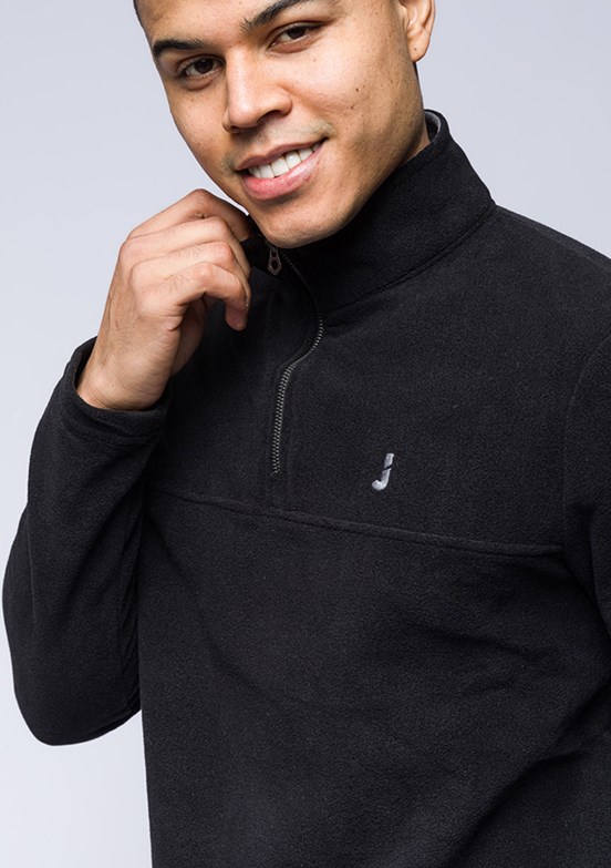JOHNNY JOE Siyah Erkek Polar Sweatshirt