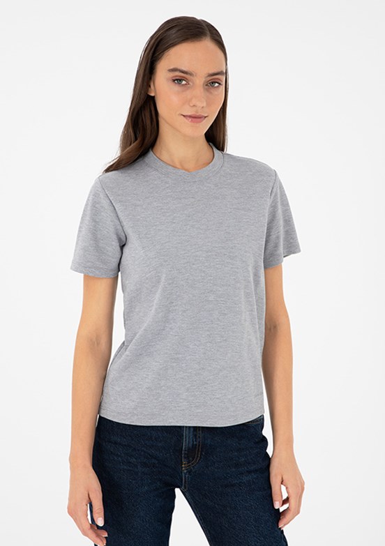 Pierre Cardin Gri Kadın Slim T-Shirt