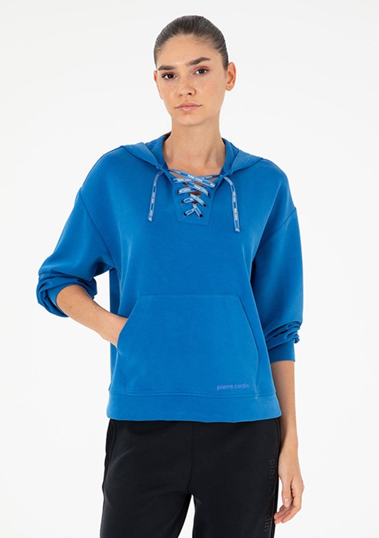 PİERRE CARDİN Mavi Kadın Cropped Sweatshirt