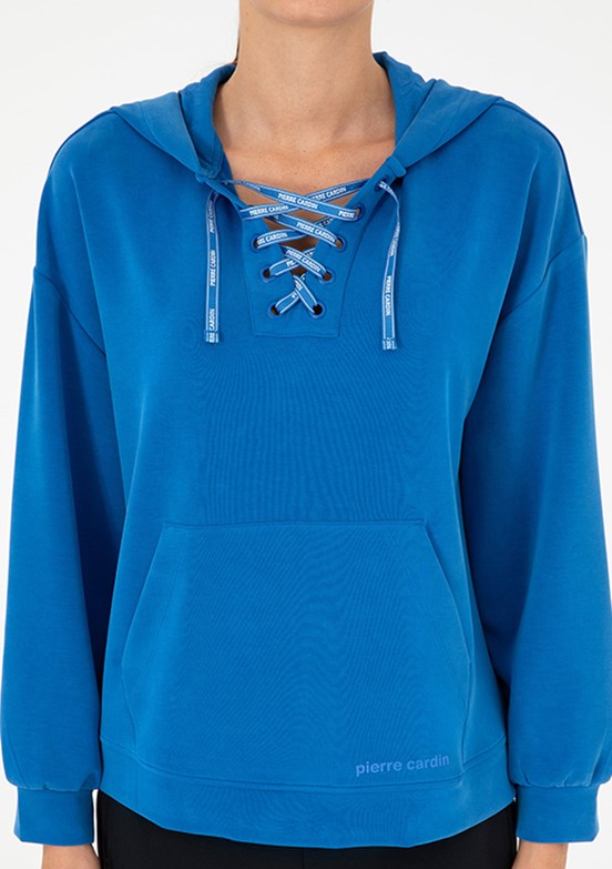 PİERRE CARDİN Mavi Kadın Cropped Sweatshirt
