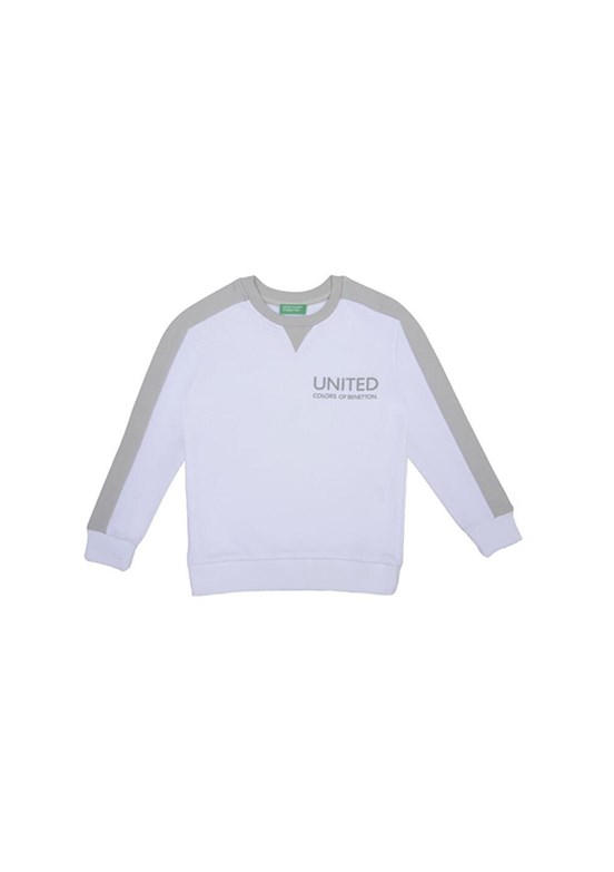 BENETTON Beyaz Erkek Çocuk Baskılı Sweatshirt