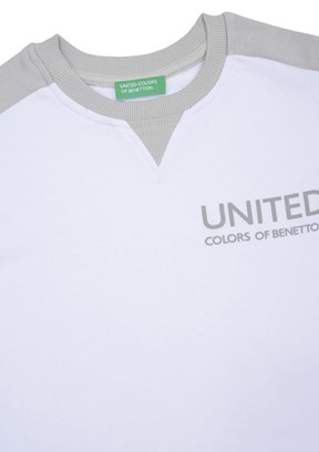 BENETTON Beyaz Erkek Çocuk Baskılı Sweatshirt