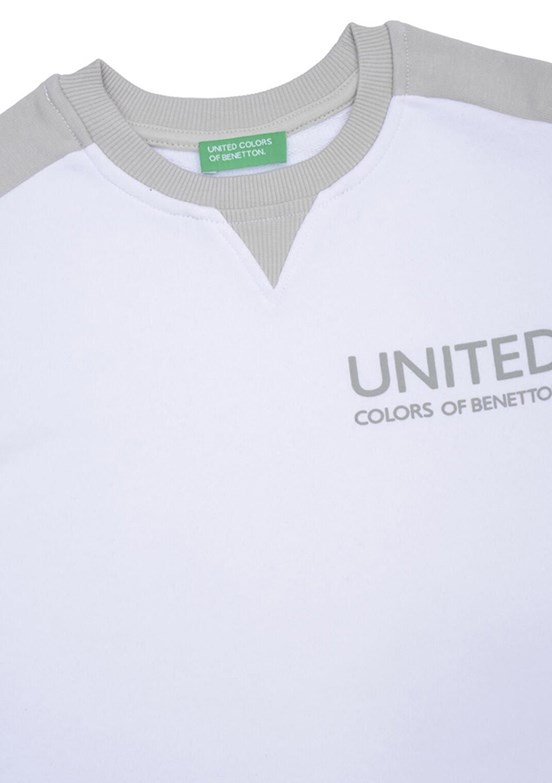 BENETTON Beyaz Erkek Çocuk Baskılı Sweatshirt