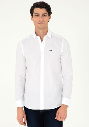 US POLO ASSN Beyaz Erkek Uzun Kol Gömlek
