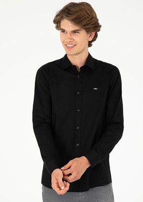 US POLO ASSN Erkek Siyah Uzun Kol Gömlek