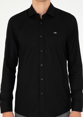 US POLO ASSN Erkek Siyah Uzun Kol Gömlek