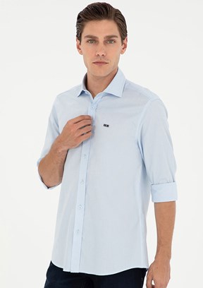 US POLO ASSN Mavi Erkek Uzun Kol Gömlek