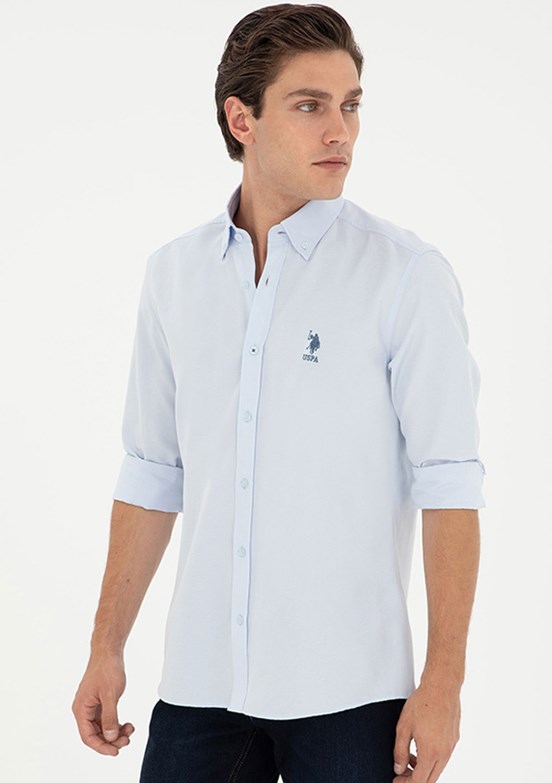 US POLO ASSN Erkek Mavi Uzun Kol Gömlek