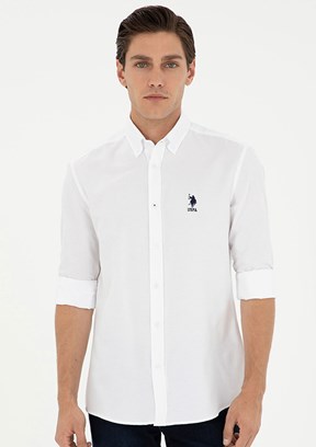US POLO ASSN Erkek Beyaz Uzun Kol Gömlek