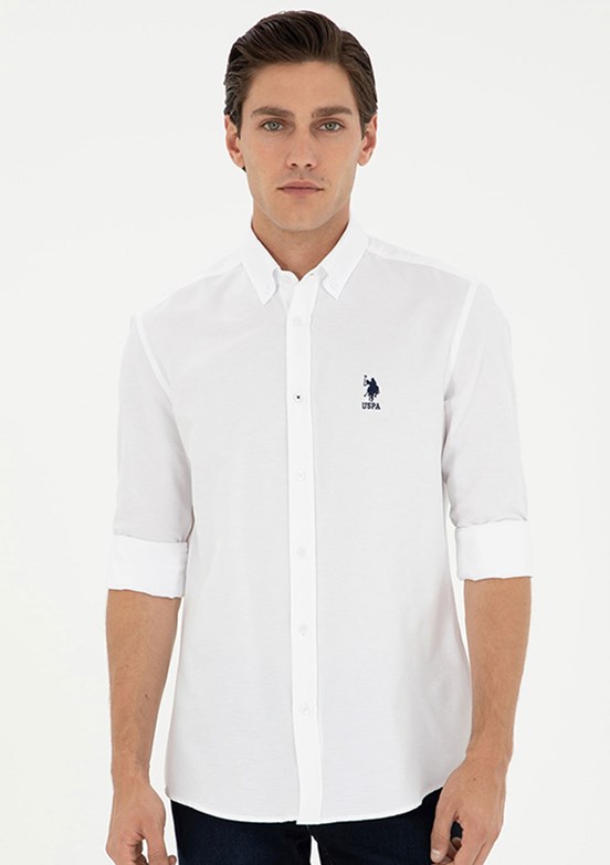 US POLO ASSN Erkek Beyaz Uzun Kol Gömlek