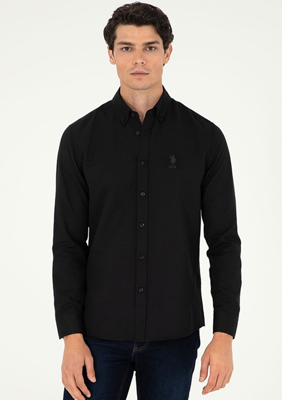 US POLO ASSN Siyah Erkek Uzun Kol Gömlek