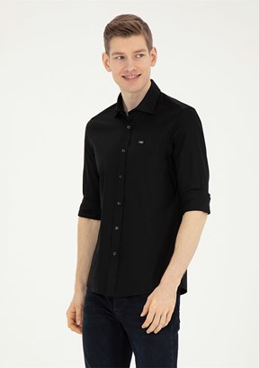 US POLO ASSN Erkek Siyah Uzun Kol Gömlek