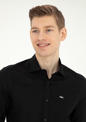 US POLO ASSN Erkek Siyah Uzun Kol Gömlek