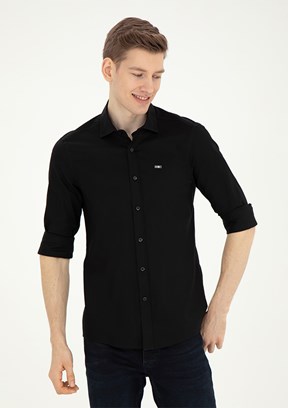US POLO ASSN Erkek Siyah Uzun Kol Gömlek