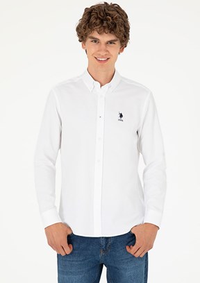 US POLO ASSN Beyaz Erkek Uzun Kol Gömlek