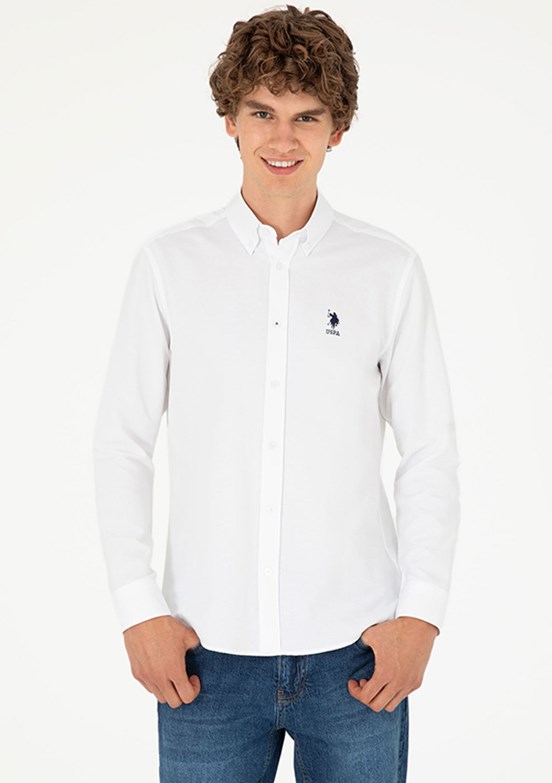US POLO ASSN Beyaz Erkek Uzun Kol Gömlek