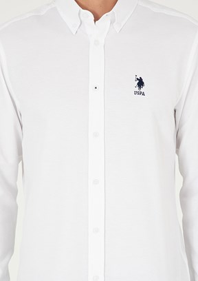 US POLO ASSN Beyaz Erkek Uzun Kol Gömlek