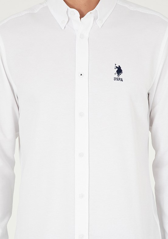 US POLO ASSN Beyaz Erkek Uzun Kol Gömlek