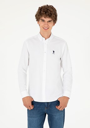 US POLO ASSN Beyaz Erkek Uzun Kol Gömlek