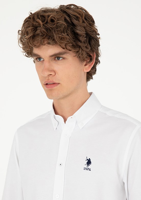 US POLO ASSN Beyaz Erkek Uzun Kol Gömlek