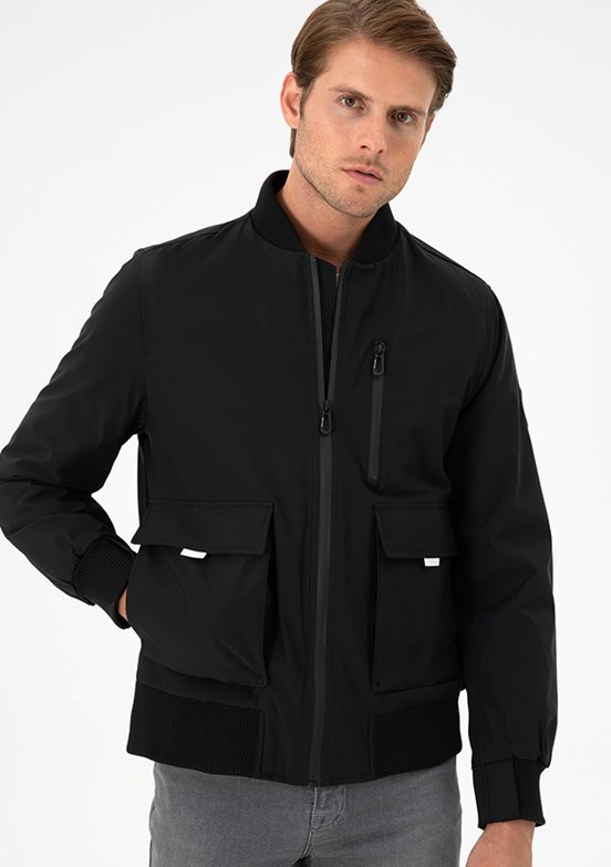 PİERRE CARDİN Siyah Erkek Slim Mont