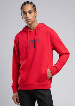 LEE COOPER Kırmızı Erkek Kapüşonlu Sweatshirt