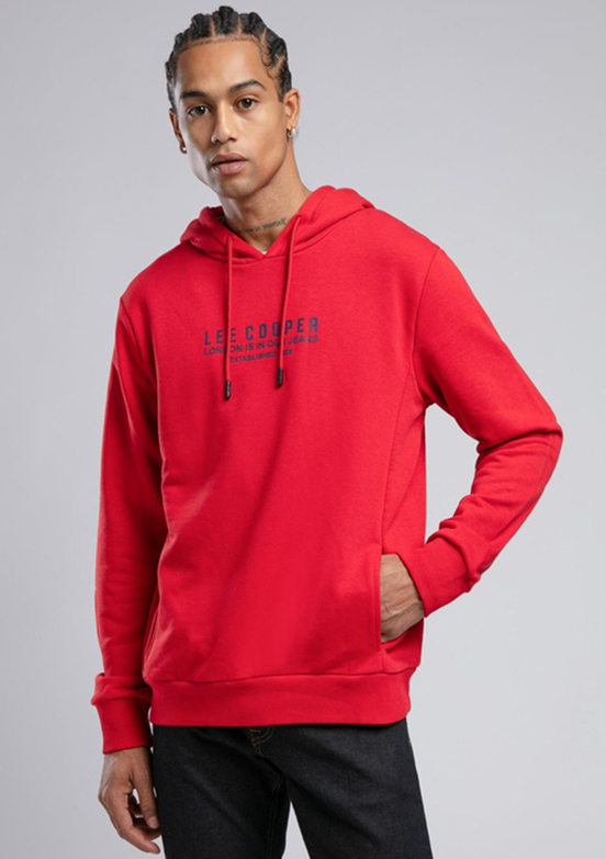LEE COOPER Kırmızı Erkek Kapüşonlu Sweatshirt