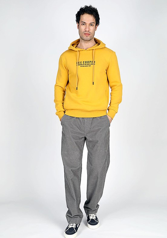 Lee Cooper Sarı Erkek Kapüşonlu Sweatshirt
