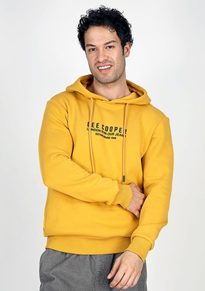 Lee Cooper Sarı Erkek Kapüşonlu Sweatshirt