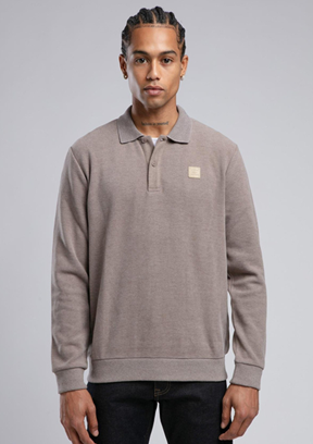 LEE COOPER Bej Erkek Polo Yaka Sweatshirt