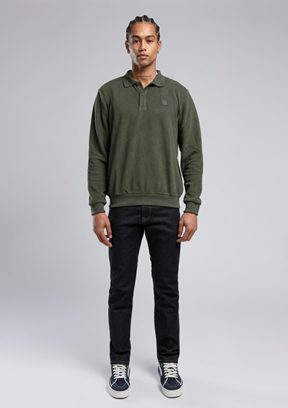 LEE COOPER Yeşil Erkek Polo Yaka Sweatshirt