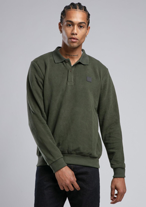 LEE COOPER Yeşil Erkek Polo Yaka Sweatshirt