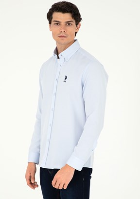 US POLO ASSN Erkek Mavi Uzun Kol Gömlek