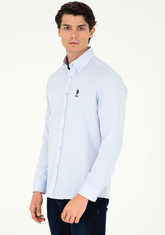 US POLO ASSN Erkek Mavi Uzun Kol Gömlek