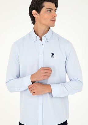 US POLO ASSN Erkek Mavi Uzun Kol Gömlek