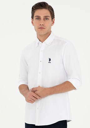 US POLO ASSN Beyaz Erkek Uzun Kol Gömlek