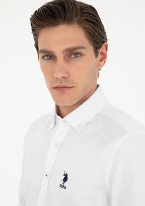 US POLO ASSN Beyaz Erkek Uzun Kol Gömlek