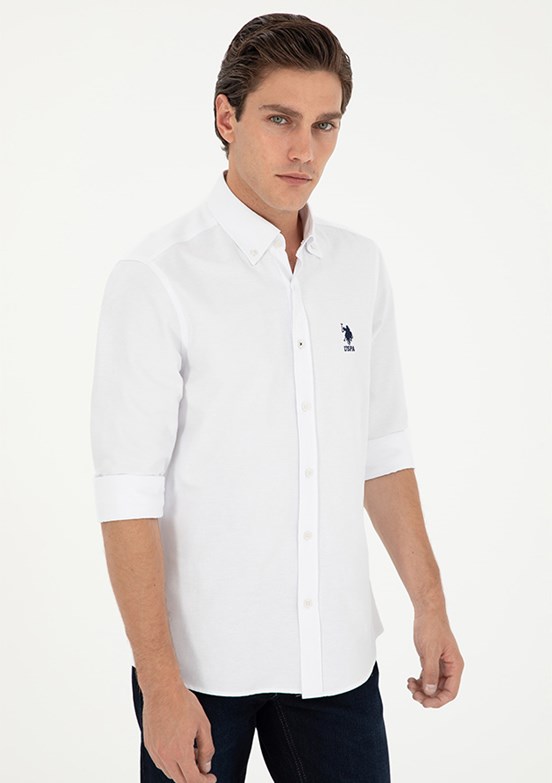 US POLO ASSN Beyaz Erkek Uzun Kol Gömlek