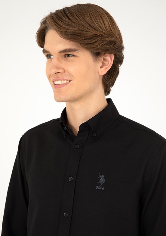 US POLO ASSN Erkek Siyah Uzun Kol Gömlek
