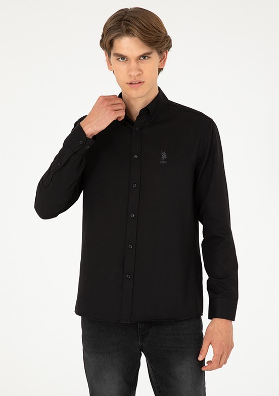 US POLO ASSN Erkek Siyah Uzun Kol Gömlek