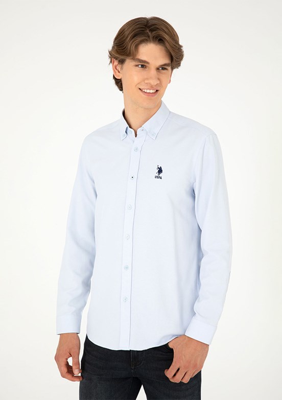US POLO ASSN Mavi Erkek Uzun Kol Gömlek