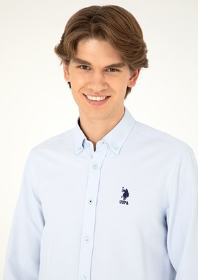 US POLO ASSN Mavi Erkek Uzun Kol Gömlek