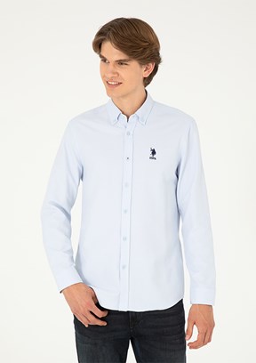 US POLO ASSN Mavi Erkek Uzun Kol Gömlek