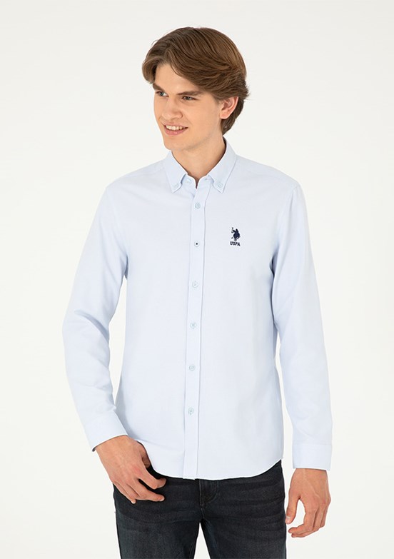 US POLO ASSN Mavi Erkek Uzun Kol Gömlek